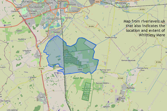 Flood risk map approx Whittlesey Mere